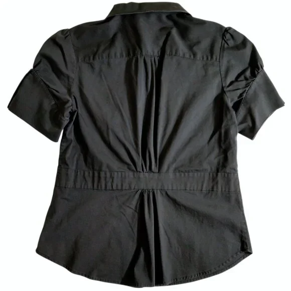 Willi Smith Women's Black Collared Short Sleeve Button Up M Medium - Picture 2 of 7
